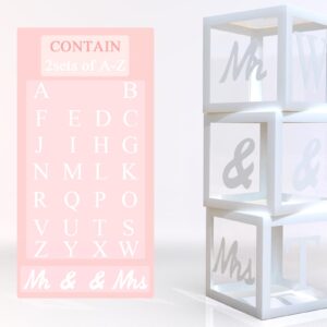 keonsatrz Transparent Wedding Balloon Boxes 3PCS Custom Name White Mr and Mrs Balloon Boxes with 56 Letters Balloon Box Backdrop for Wedding Bridal Shower Engagement Anniversary Party Supplies