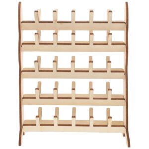 exceart spools wooden thread rack thread holder organizer wall-mounted with hanging hooks for embroidery quilting and sewing threads