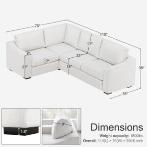 ELUCHANG Convertible Sectional Sofa, L Shaped Couch, Natural Linen Fabric Sofa Couches with Extra Deep Seats, Big Comfy Couch Upholstered Modern Couch Sofa Corner Sofa for Living Room, Office, Ivory