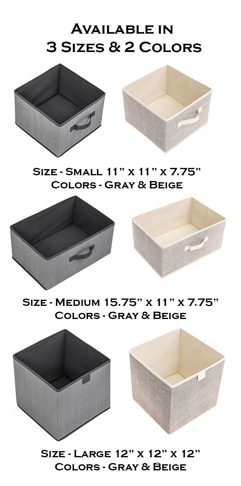 NEPA Market Fabric Storage Cube Bins - Non-Woven Foldable Fabric Bins, Closet Organizers for Shelves, Perfect for Clothes, Toys and More (Gray, Small)