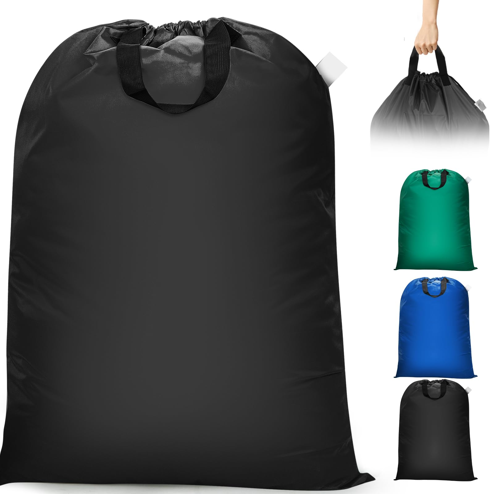 Isink Laundry Bag, 28" x 40" Extra Large Heavy Duty Laundry Bag With Handles, Travel Laundry Bag for Dirty Clothes, Laundry Bag for Traveling, Dirty Clothes Travel Bag, Laundry Bag for Camp (Black)