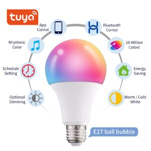 MINGHYZYA Smart Color Changing Light Bulbs, Bluetooth and App Control, Sync to Music, A19 E27 (70W Equivalent) 900LM LED Light Bulb, 10W (4 Pack)