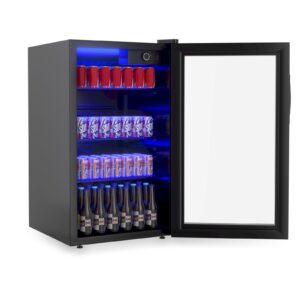 kotek mini beverage fridge, 120 cans freestanding beer fridge with glass door, removable shelves, led lights & temperature control, beverage refrigerator for bedroom home bar, 3.2 cu. ft