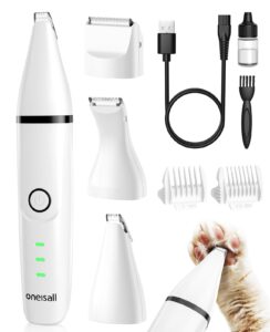 oneisall 2 speed paw trimmer with 3 blades, rechargeable cordless cat paw trimmer pet paw trimmer, low noise cat hair trimmer for dog cat pet's hair around paws, eyes, ears, face, rump