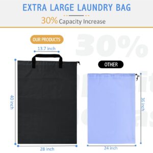 Isink Laundry Bag, 28" x 40" Extra Large Heavy Duty Laundry Bag With Handles, Travel Laundry Bag for Dirty Clothes, Laundry Bag for Traveling, Dirty Clothes Travel Bag, Laundry Bag for Camp (Black)