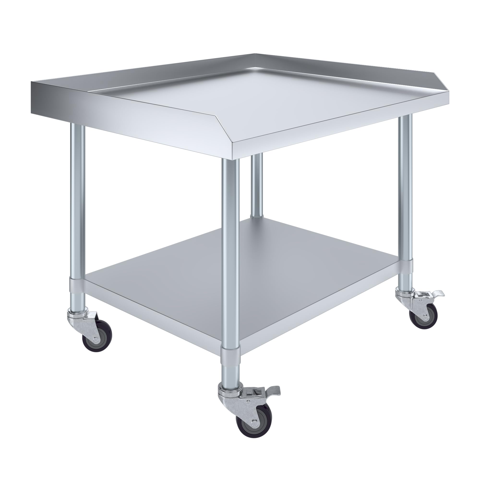 AmGood Stainless Steel Equipment Stand with Undershelf + Casters, Heavy Duty, Commercial Grade, NSF (30" Width x 36" Length + Casters)