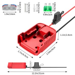 Kzreect Power Wheels Adapter for Milwaukee M18 Battery Adapter, 18V Power Wheels Battery Converter Kit with Fuses Holder and Switch, Wire Terminals, 12AWG Wire for DIY (1-Pack)