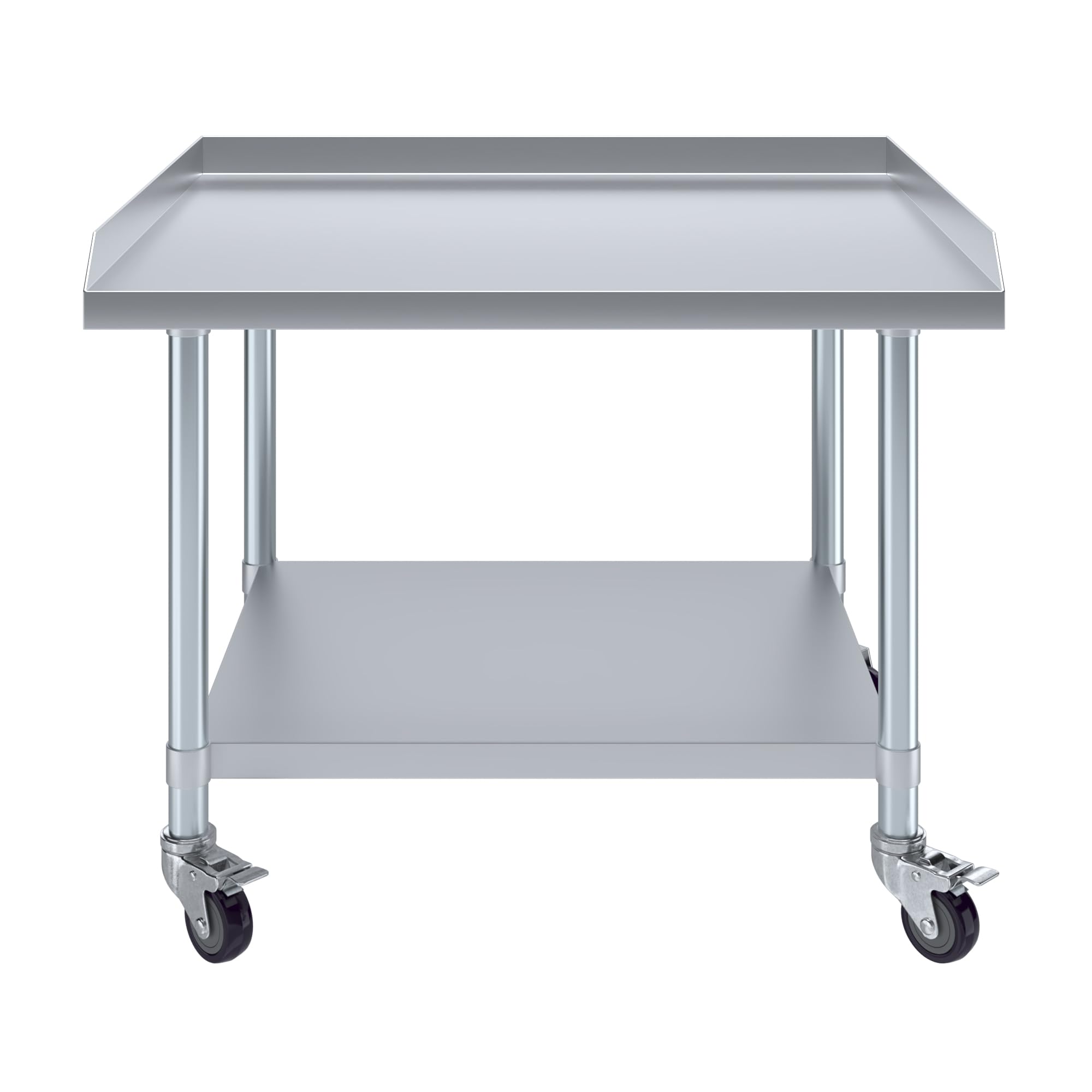 AmGood Stainless Steel Equipment Stand with Undershelf + Casters, Heavy Duty, Commercial Grade, NSF (30" Width x 36" Length + Casters)