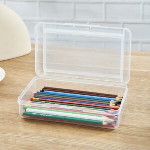 4 Pcs Plastic Pencil Boxes Large Capacity Multi Purpose Pencil Cases with Snap Closure Lids, Office Supplies Storage Organizer Box for Brush Painting Crayon Makeup Supplies (1249-4)