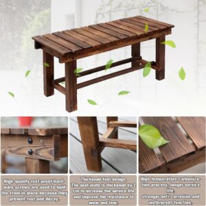 YangAera Outdoor Garden Benches Weatherproof Patio Bench Two-Person Seat Backless Bench Wood Bench with Slatted High Temperature Bench for Front Porch Backyard (Upgraded to Prevent Fading) 90cm Bench