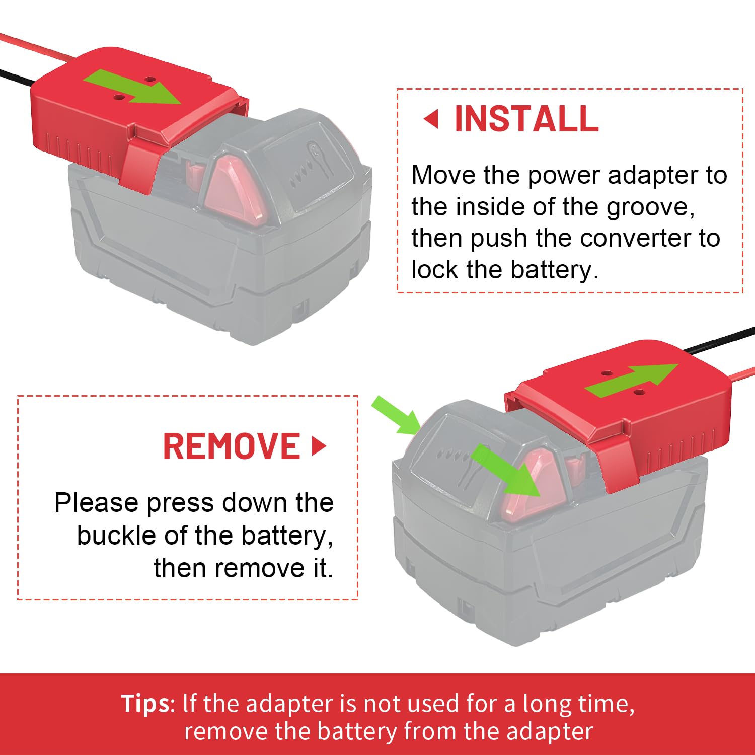 Kzreect Power Wheels Adapter for Milwaukee M18 Battery Adapter, 18V Power Wheels Battery Converter Kit with Fuses Holder and Switch, Wire Terminals, 12AWG Wire for DIY (1-Pack)