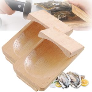 1/2/3pcs oyster shucking clamp, 8×13cm wood shucking clamp oyster shucking protector, wooden holder oyster shucking clamp, oyster opener tool for kitchen home outdoor barbecue camping (2pcs)