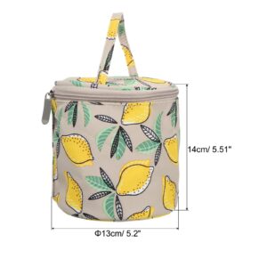 PATIKIL Yarn Storage Bag, Portable Crochet Knitting Bag Case Skein Ball Holder Organizer Crocheting Tote Supplies for Sewing Craft Projects, Yellow Lemon