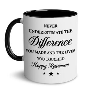 whidobe happy retirement gifts for men women - going away gifts for boss, manager, coworkers office, colleague, goodbye, farewell, coworkers leaving, quitter for coworker, retired accent mug 11oz