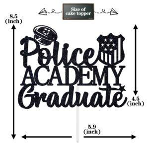 Police Academy Graduate Cake Topper, Police Grad/Future Police, Congrats Officer Graduation Party Decoration Supplies, Black Glitter