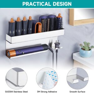 XILIMEN Hair Dryer Holder, Storage Holder for Curling Iron Accessories, Straightener Holder Wall Mounted Rack Bracket Stand with Adhesive, Stainless Steel Curling Iron Holder Organizer for Home Bath