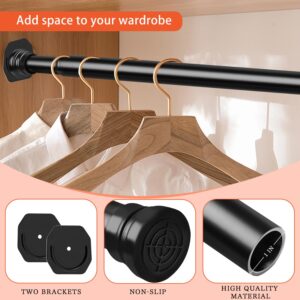 DwelSpire Closet Rod - 30-64 Inches, No Drilling Closet Rod Extender Hanging - Matte Black Adjustable Clothes Hanging Bar, for Closet, Bathroom, Windows with No Drilling Holder