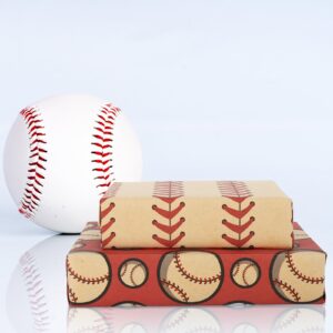 Generic AnyDesign 12 Sheets Baseball Wrapping Paper -Not Roll- Red Blue Gift Wrap Paper Vintage Art Kraft Paper Folded Flat for DIY Crafts Birthday Baby Shower Party Favors Supplies, 19.7 x 27.6 Inch