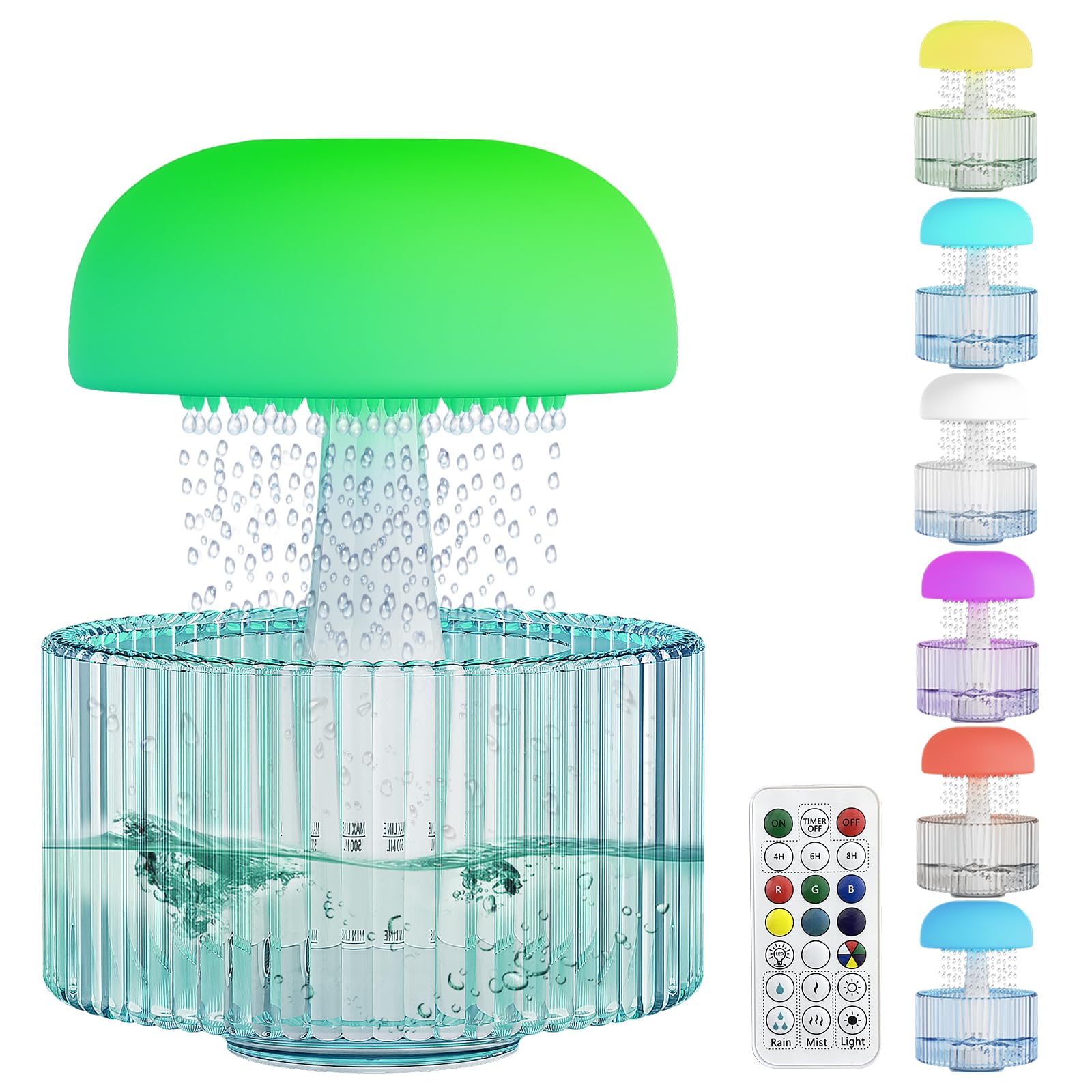 Rain Cloud Humidifier Water Drip 700ml, 2 in 1 Ultrasonic Cool Mist Air Humidifiers Essential Oil Diffuser with Remote Control White Noise Rain Sounds Mushroom Humidifier for Bedroom,Sleeping,Relaxing