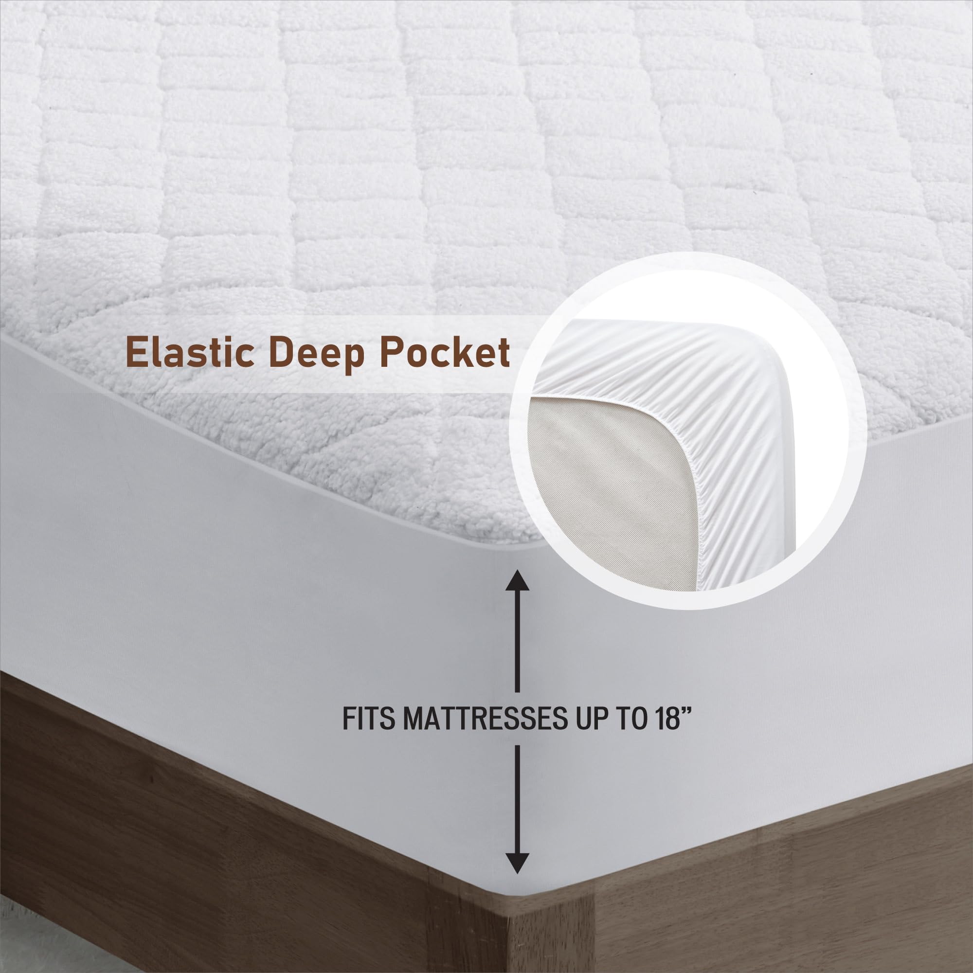 Woolrich Heated Mattress Pad Twin XL - Sherpa Electric Mattress Topper, Auto Shut Off, 5 Heat Levels Controller, Deep Elastic Pocket Up to 17" Mattress, UL Certified, Machine Washable, Twin XL White