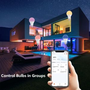 MINGHYZYA Smart Color Changing Light Bulbs, Bluetooth and App Control, Sync to Music, A19 E27 (70W Equivalent) 900LM LED Light Bulb, 10W (4 Pack)