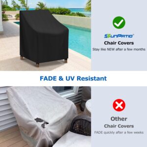 SunPatio Outdoor Dining Chair Covers Waterproof, Patio Chair Covers for Outdoor Furniture, Fade Resistant Lawn Furniture Covers, All Weather Protection, 2Pack - 27" W x 29" D x 35" H, Black