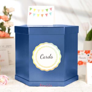 ROSEGLD Card Box, Card Receiving Box 12x10x10 Inches, Elegant Card Box Holder for Wedding, Graduation, Birthday, Baby Shower, Engagement (Navy Blue)