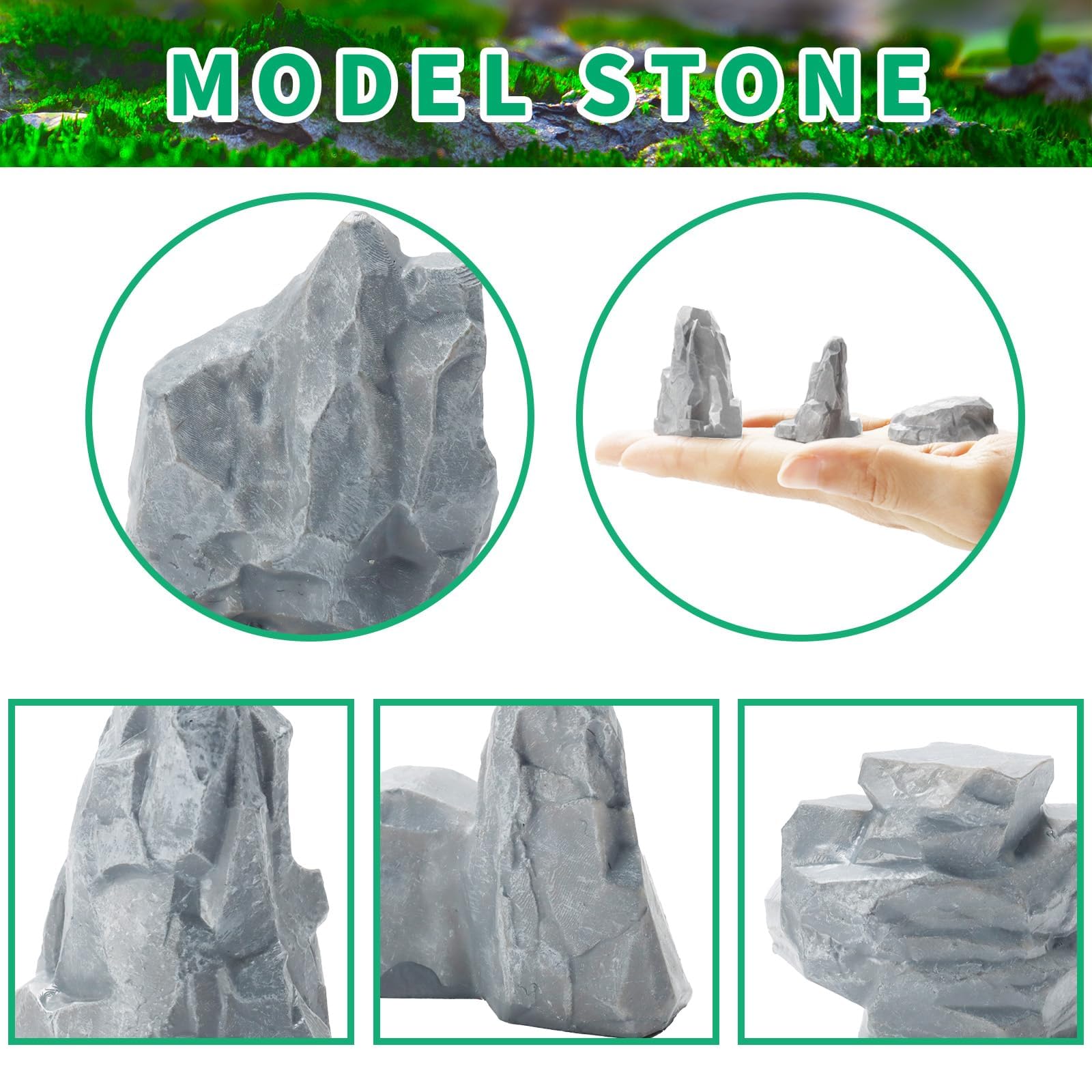 Warmtree 10Pcs Diorama Rocks Fake Rock Miniature Stone Rock Statue for Diorama Supplies Micro Train Landscape Railway Sand Table Halloween Miniatures