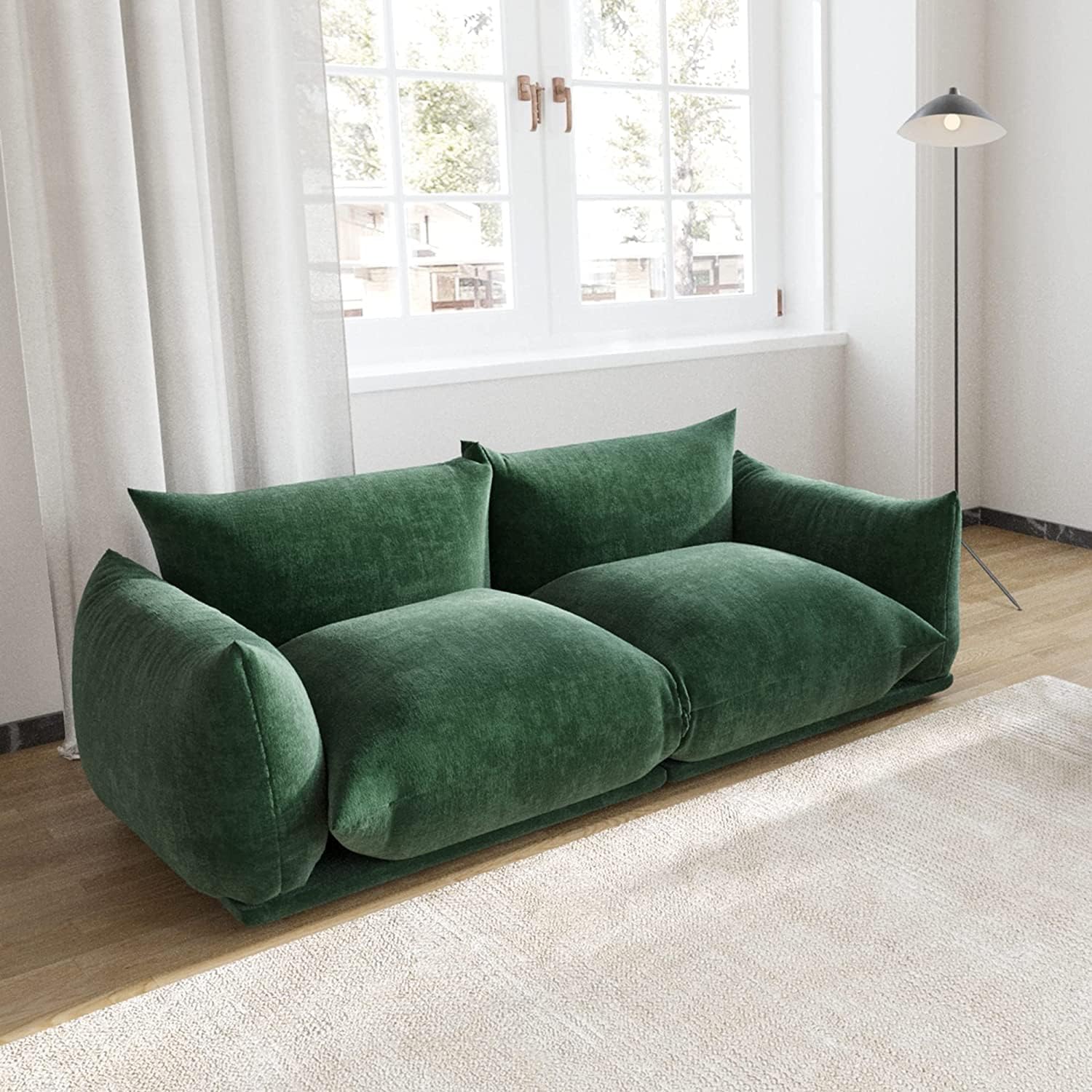 JACH Modern Love Seat Couch, Chenille Couch Deep Love Seat Couches with Thick Cushion, 77" Plush Sofas Furniture for Small Spaces Living Room Bedroom Office Apartment, Green