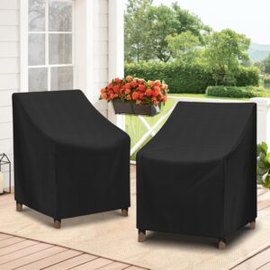 SunPatio Outdoor Dining Chair Covers Waterproof, Patio Chair Covers for Outdoor Furniture, Fade Resistant Lawn Furniture Covers, All Weather Protection, 2Pack - 27" W x 29" D x 35" H, Black