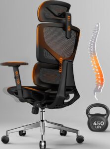 cabevibe ergonomic mesh office chair - 6‘6“ big & tall home office desk chairs seat depth adjustable with lumbar support - back height adjustable computer task chair with headrest (ergo upgrade 518)