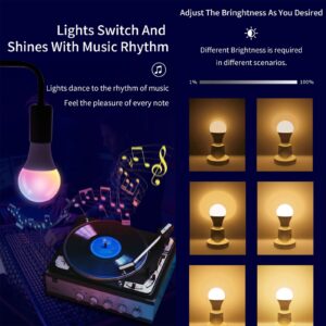 MINGHYZYA Smart Color Changing Light Bulbs, Bluetooth and App Control, Sync to Music, A19 E27 (70W Equivalent) 900LM LED Light Bulb, 10W (4 Pack)