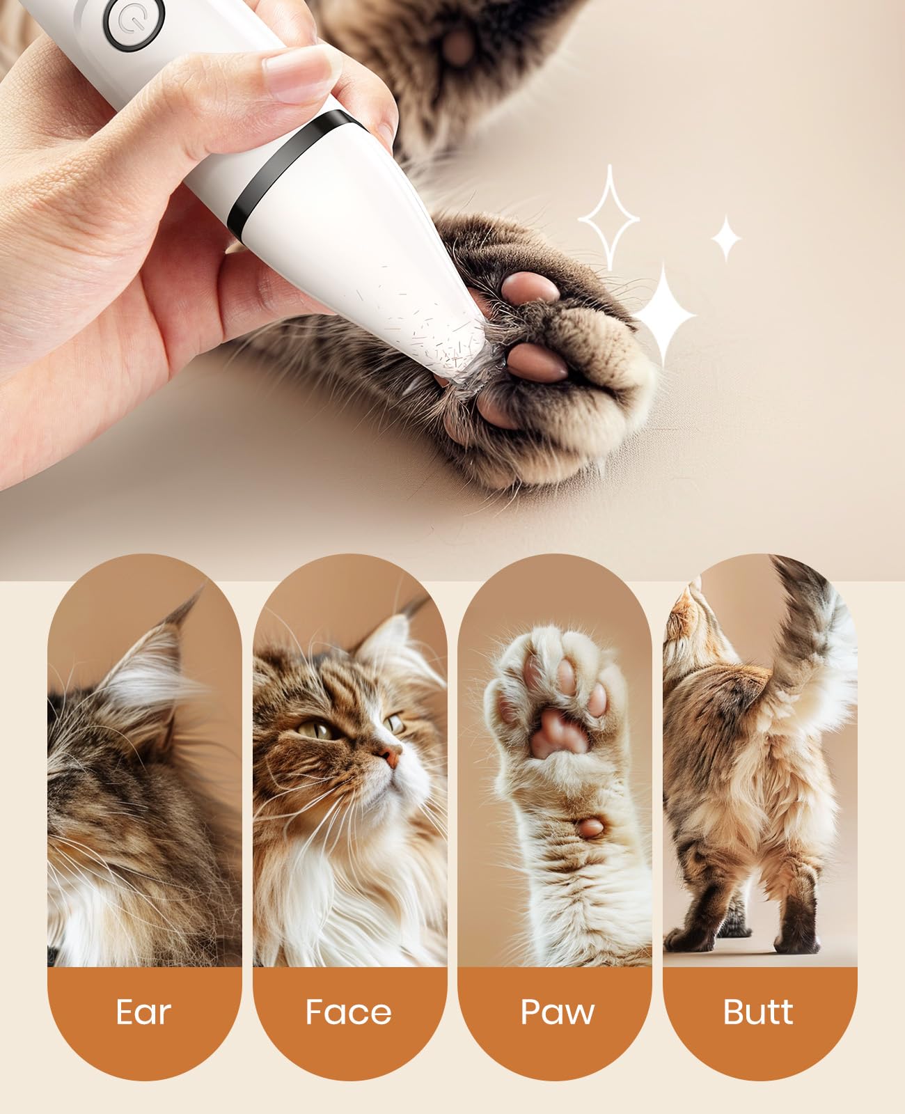 oneisall 2 Speed Paw Trimmer with 3 Blades, Rechargeable Cordless Cat Paw Trimmer Pet Paw Trimmer, Low Noise Cat Hair Trimmer for Dog Cat Pet's Hair Around Paws, Eyes, Ears, Face, Rump