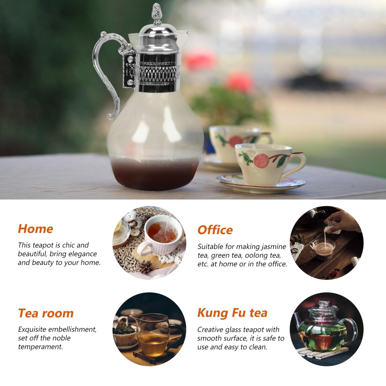 Heated Coffee Pot Turkish Kettle Water Jug Ceramic Tea Kettle Glass Pitcher Glass with Lid Afternoon Teapot European Style Coffee Pot Heatable Teapot Zinc Alloy Luxury