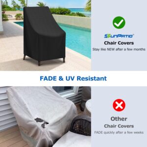 SunPatio Outdoor High Back Chair Covers, Waterproof Stackable Patio Chair Covers, All Weather Protection Patio Furniture Covers, 2 Pack -27" W x 30" D x 42" H, Black