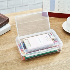 4 Pcs Plastic Pencil Boxes Large Capacity Multi Purpose Pencil Cases with Snap Closure Lids, Office Supplies Storage Organizer Box for Brush Painting Crayon Makeup Supplies (1249-4)