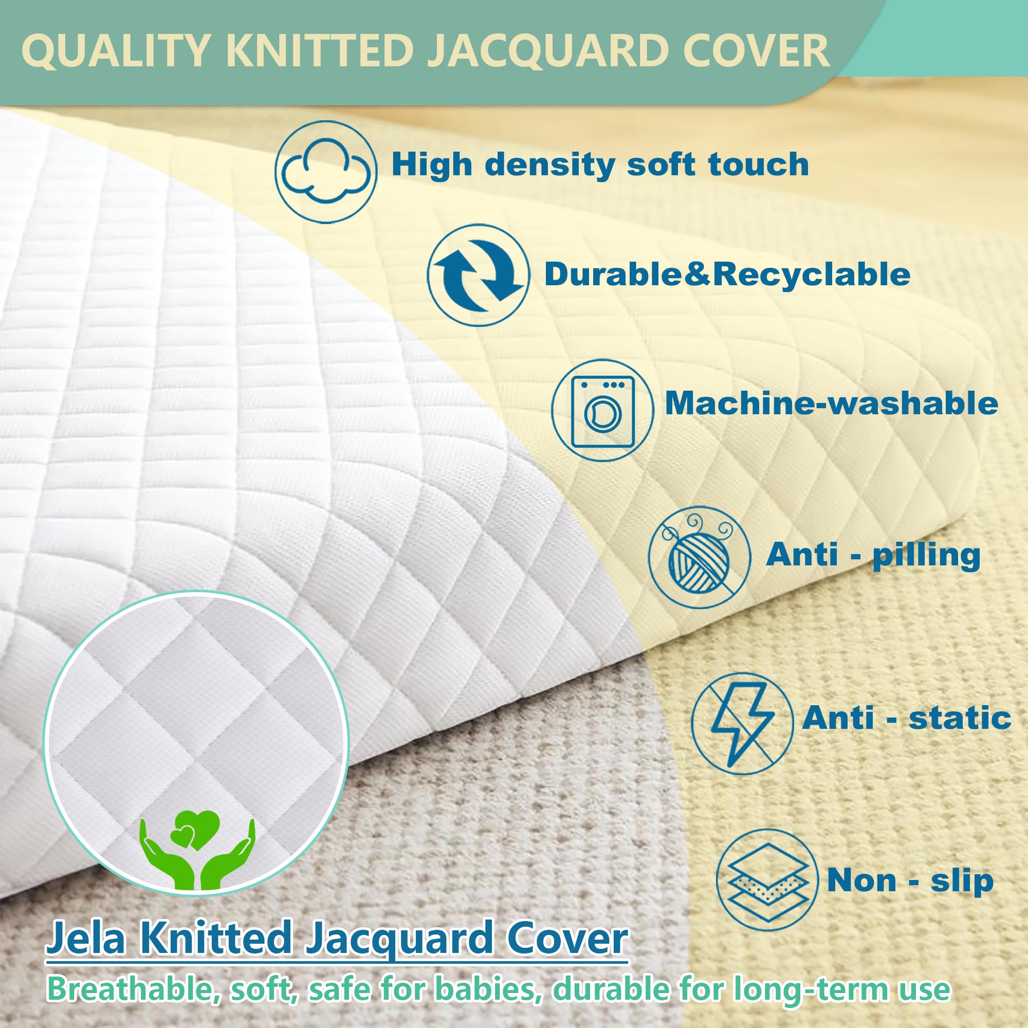 jela Foldable Mattress Trifold Mattress Full Size, Waterproof Folding Mattress Memory Foam 53＂x75＂x4＂, 4 inch Waterproof Floor Bed with Storage Bag, tri Folding Mattress for Guest Bed, RV, Camping