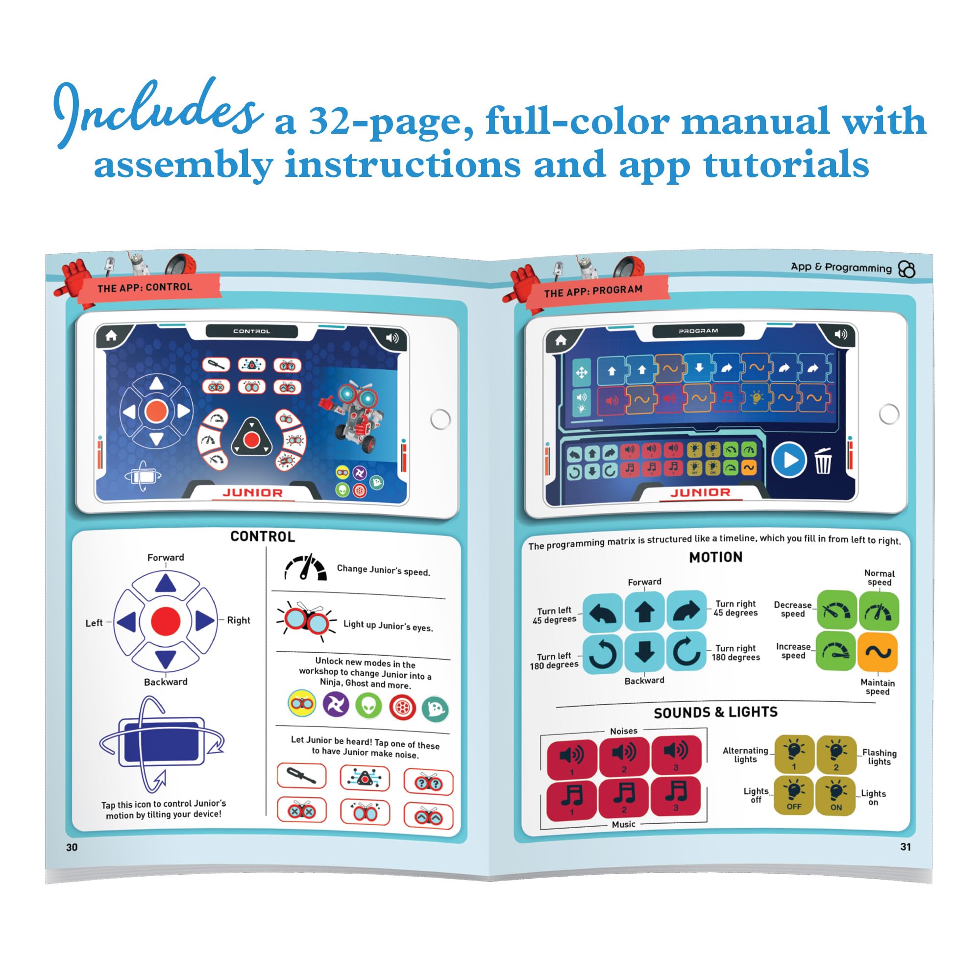 Thames & Kosmos Robotics Smart Machines Junior STEM Kit, Build & Code Your Robot’s Movements, Speed, Lights & Sounds, for Ages 8+, Use Screen-Free w/Built-in Buttons or via Block-Based Coding App