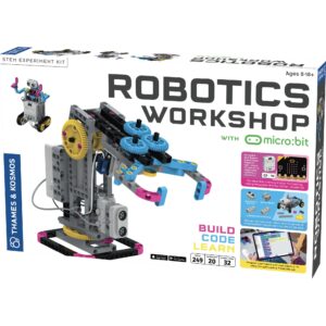 thames & kosmos robotics workshop with micro:bit stem experiment kit, creative, educational coding & programming curriculum for home & school use, utilizes makecode app to learn python, javascript