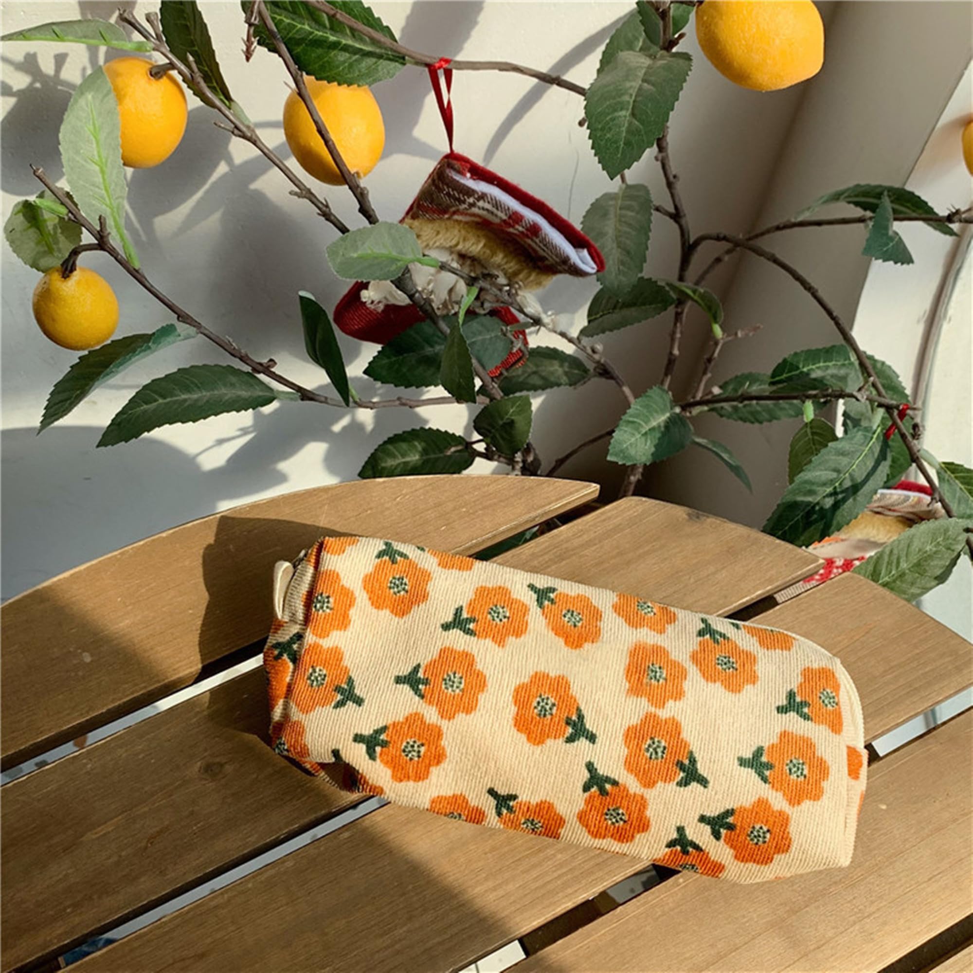 SURBEAV Pencil Case Pen Case Office College School Storage Bag Pouch Holder Box Organizer Makeup Pouch Cosmetic Bag Aesthetic floral flower Cute Pencil Case for Girls Boys Kids (Plum blossom)