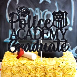 Police Academy Graduate Cake Topper, Police Grad/Future Police, Congrats Officer Graduation Party Decoration Supplies, Black Glitter