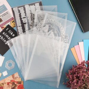 Briartw 80 Pack Storage Envelopes,Clear 7x9.4" Resealable Plastic Envelopes Pockets for Cutting Dies Stencil Crafts Organizer Holder,Storage Bag for Clear Stamp,Die Cuts,Scrapbook Paper,Photos