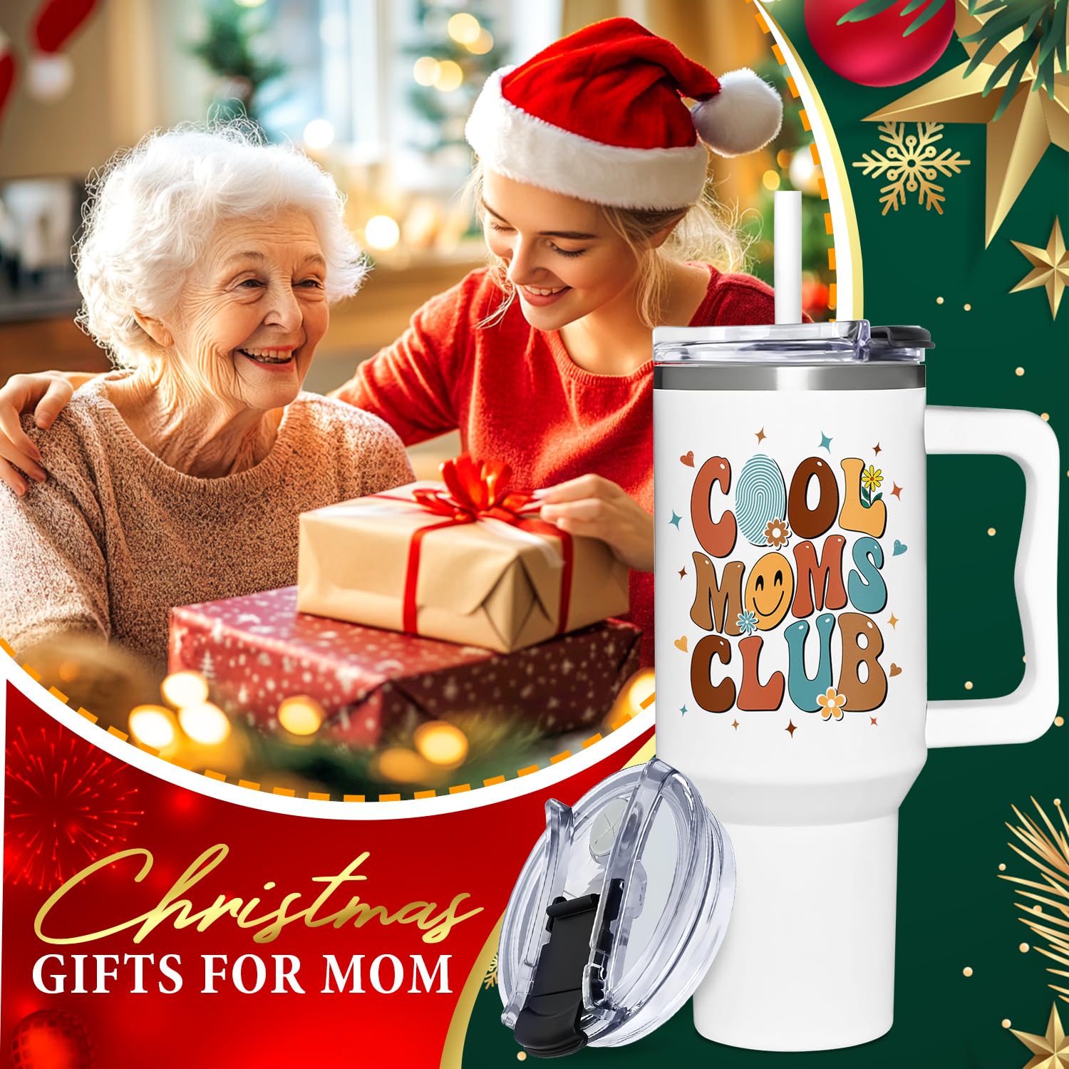 TAMUNBEE Christmas Gifts For Mom,Wife - Gifts for Mom from Daughter Son Kids - Funny Mom Gift Mother Gifts, Mommy Gifts, New Mom Gifts - Mom Birthday Gifts Idea Mom Tumbler 40oz With Handle