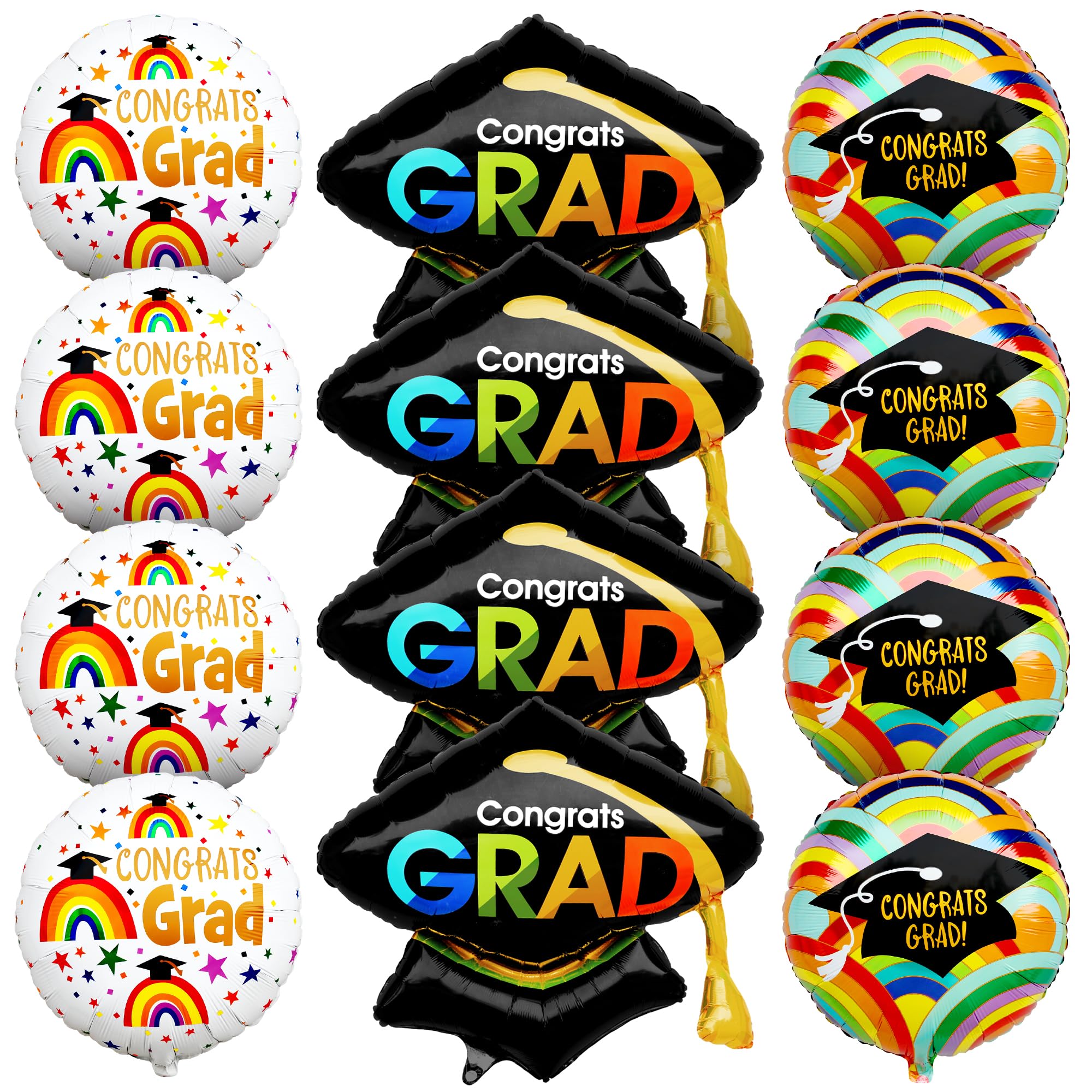 KatchOn, Mylar Graduation Balloons Set - Pack of 12 | Big, 29 Inch, Graduation Cap Balloon, 2024 Graduation Party Decorations | Congrats Grad Balloon, Kindergarten Graduation Decorations Class of 2024