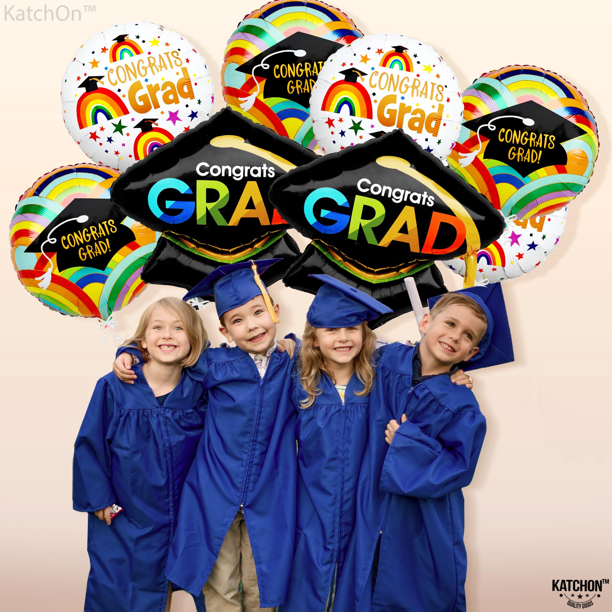 KatchOn, Mylar Graduation Balloons Set - Pack of 12 | Big, 29 Inch, Graduation Cap Balloon, 2024 Graduation Party Decorations | Congrats Grad Balloon, Kindergarten Graduation Decorations Class of 2024