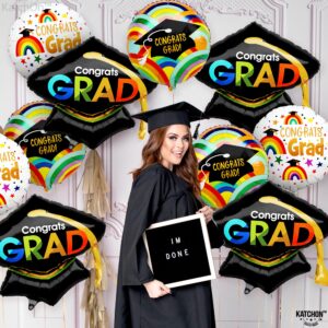 KatchOn, Mylar Graduation Balloons Set - Pack of 12 | Big, 29 Inch, Graduation Cap Balloon, 2024 Graduation Party Decorations | Congrats Grad Balloon, Kindergarten Graduation Decorations Class of 2024