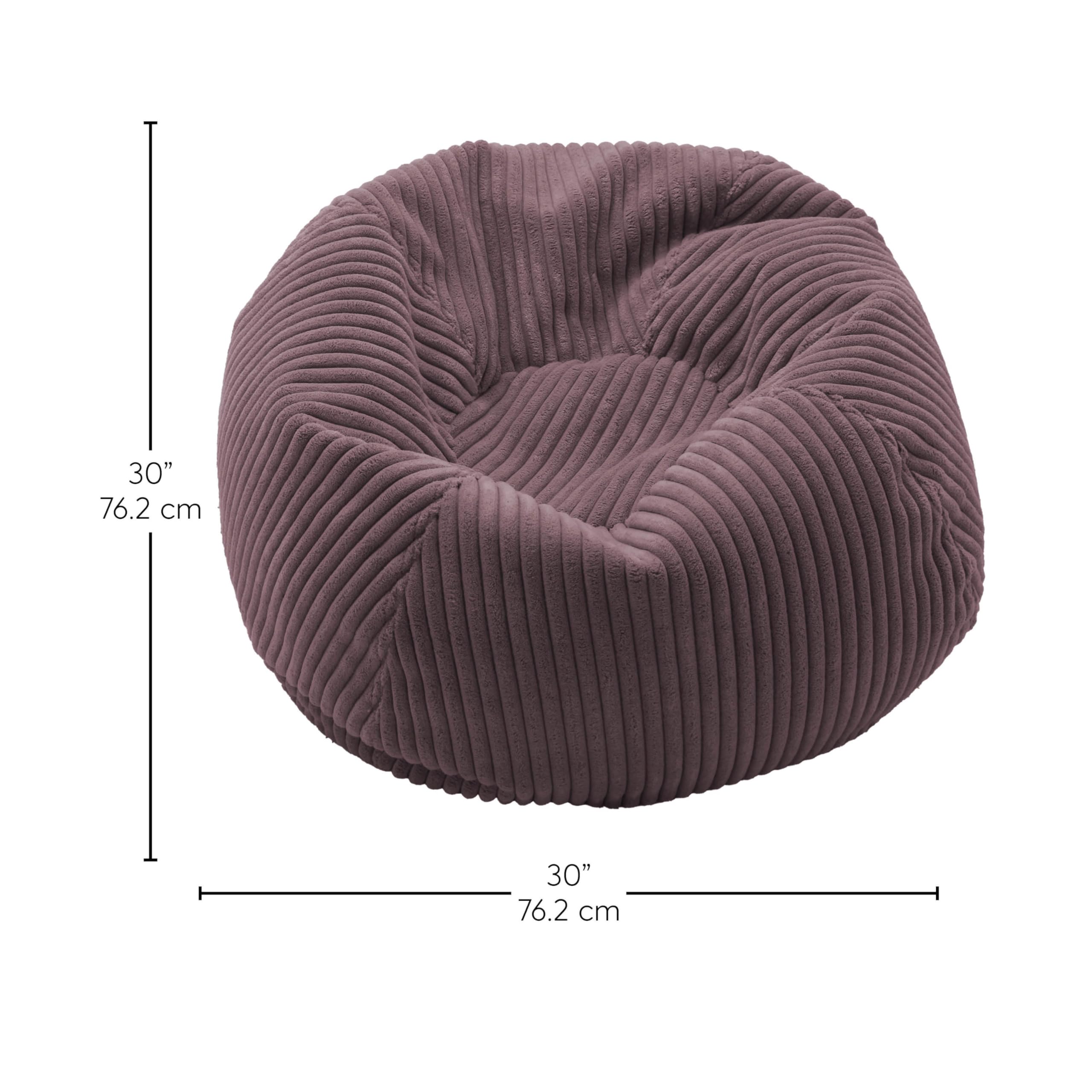 Factory Direct Partners 30" Soft, Plush Corduroy Bean Bag Chair, Furniture for Kid's Bedroom, Playroom, Rec Room; Perfect for Reading or Relaxing; Complete, Filled, Ready to Use - Lavender, 14623-LV