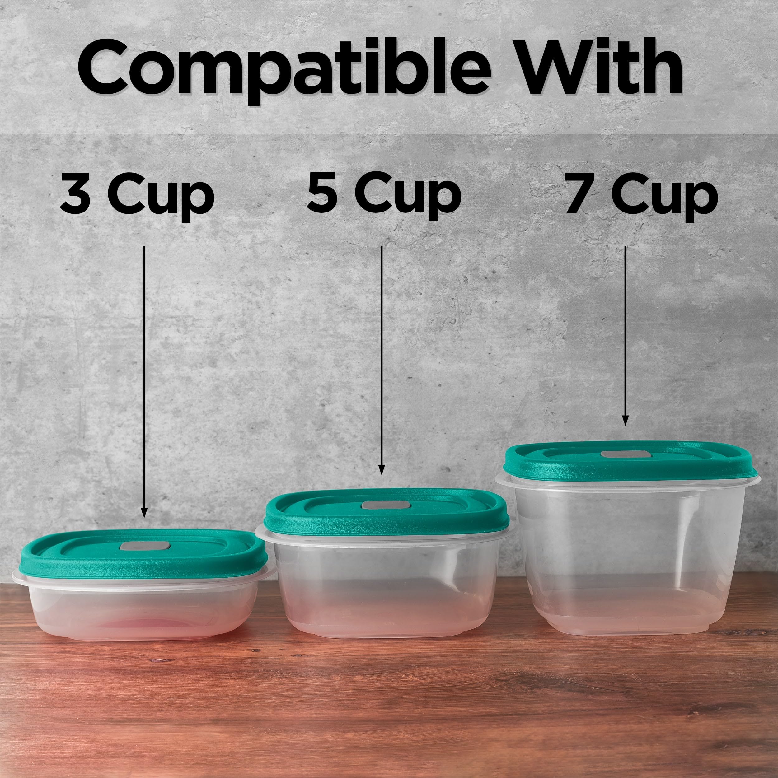 3/5/7 Cup Replacement Lids for Rubbermaid Food Storage Containers Steam Vent (2-Pack, Turquoise)