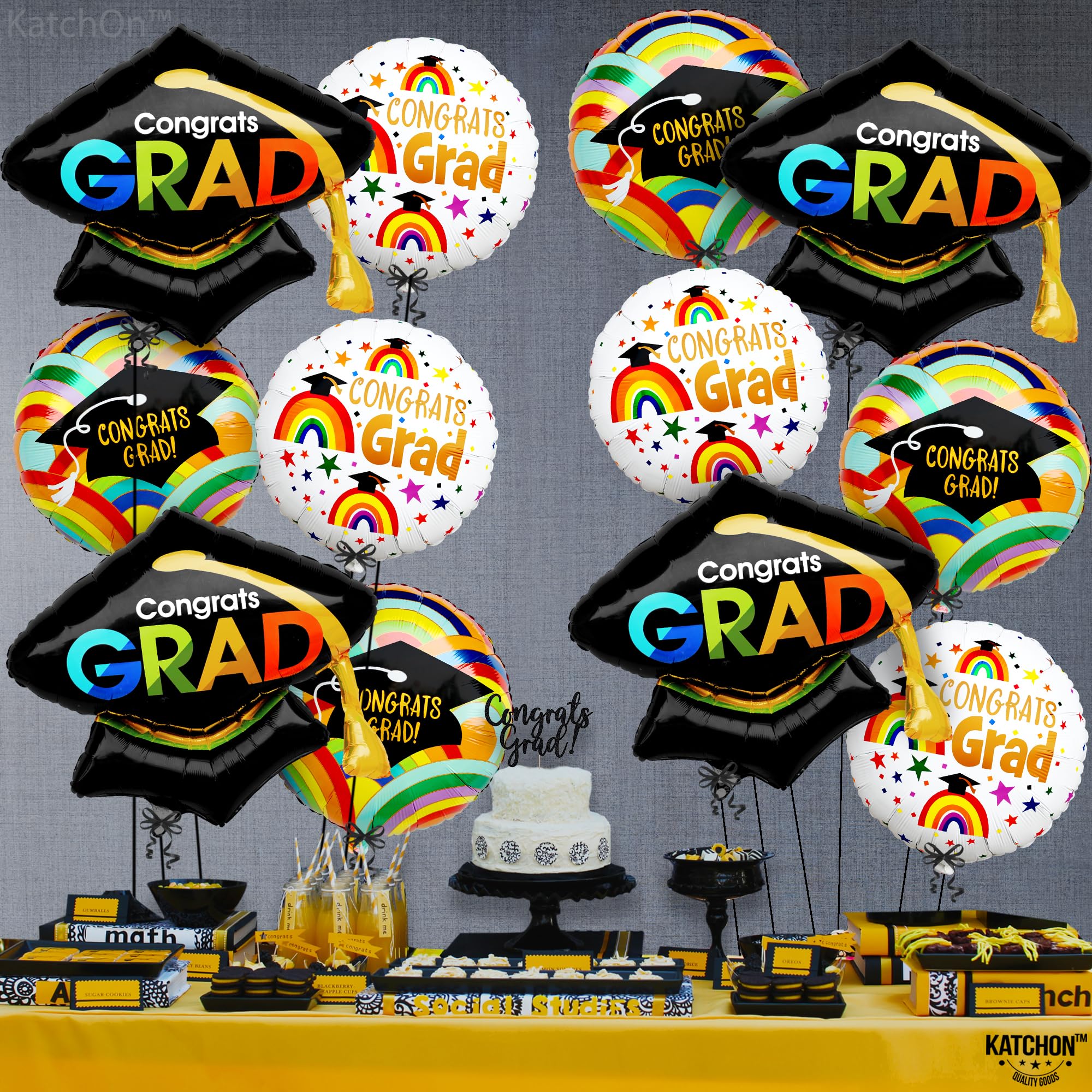 KatchOn, Mylar Graduation Balloons Set - Pack of 12 | Big, 29 Inch, Graduation Cap Balloon, 2024 Graduation Party Decorations | Congrats Grad Balloon, Kindergarten Graduation Decorations Class of 2024