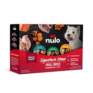 nulo signature stews variety pack: small breed wet dog food, 2.8 oz.